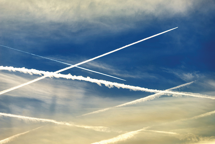 airplane sky trails