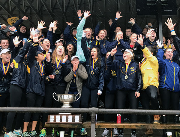 Drexel teams celebrate their victory at the Dad Vail Regatta