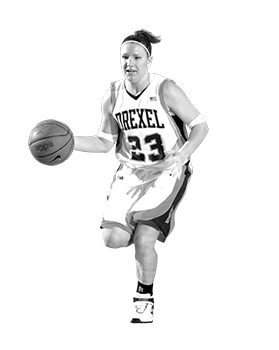 portrait of kira karlstrom playing basketball