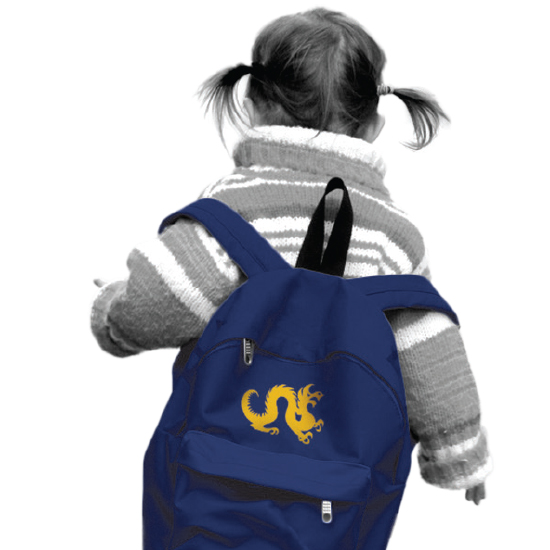 little girl wearing backpack