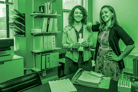 two women standing together