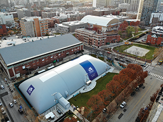 Aerial view of Drexel Athletics sports bubble.