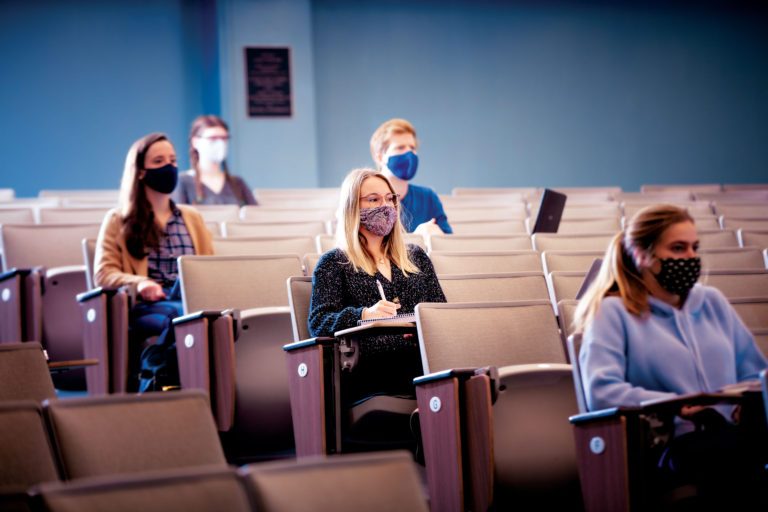 drexel students wearing masks in class