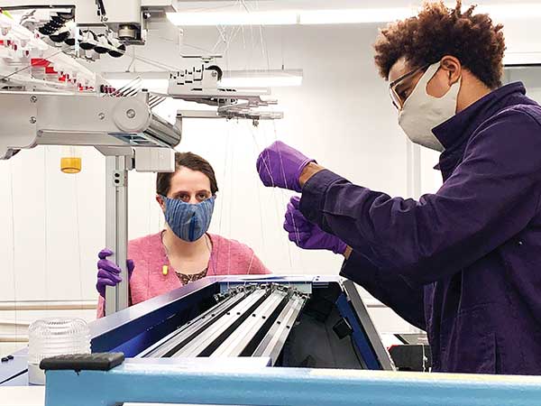 Researchers inside Drexel’s newest research lab, the Center for Functional Fabrics, spent the spring creating high-filtering masks for health care workers.