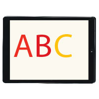 ipad with the letters ABC 