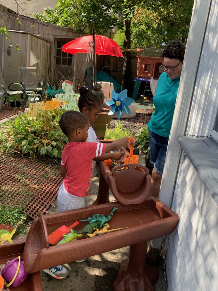 students in a garden