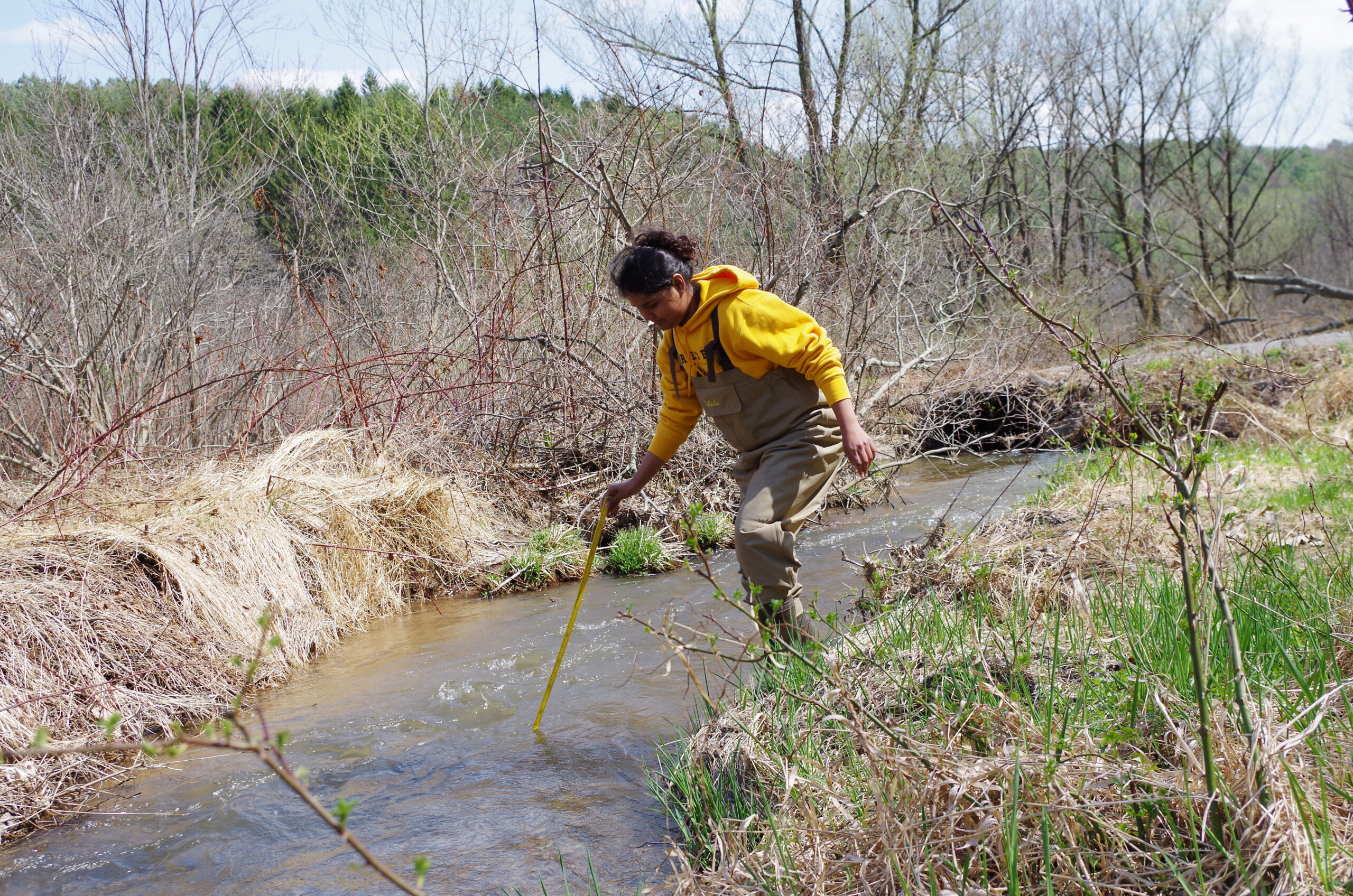 co op student evaluating habitat conditions