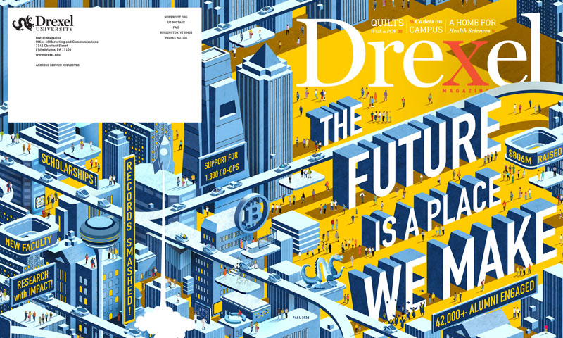 Drexel Magazine Fall 2022 Cover Design: The Future is a Place We Make It