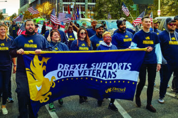 People marching to support veterans