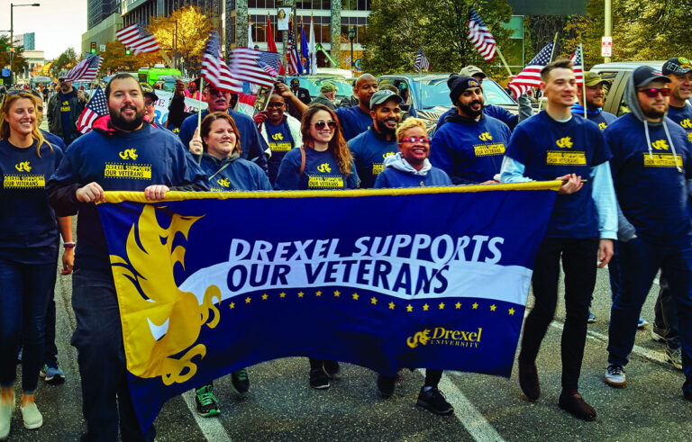 People marching to support veterans