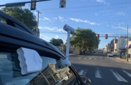 A car with heat and air quality sensors drives through West Philadelphia.