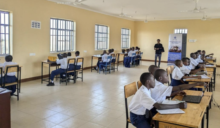 A classroom of students sitting at desks